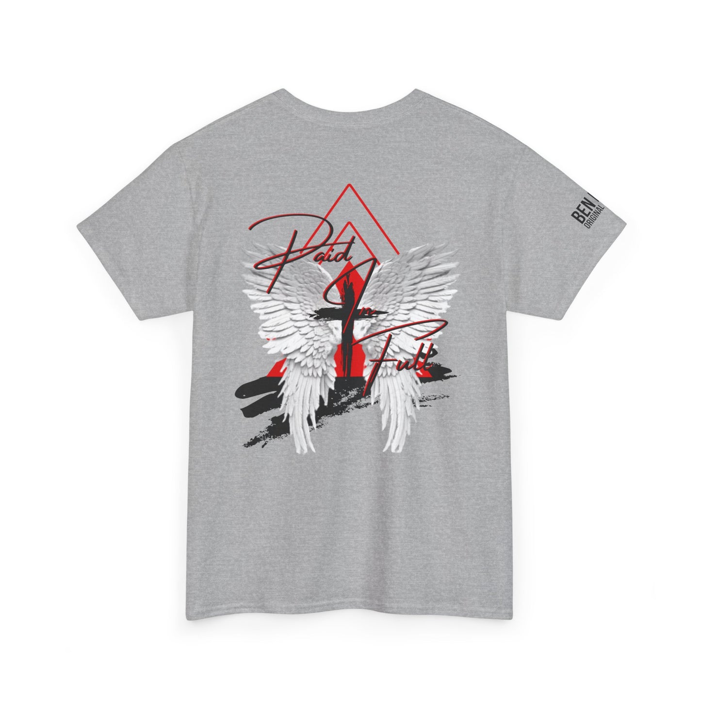 T-Shirt — 'Paid In Full' Cross & Wings Graphic Faith Tee