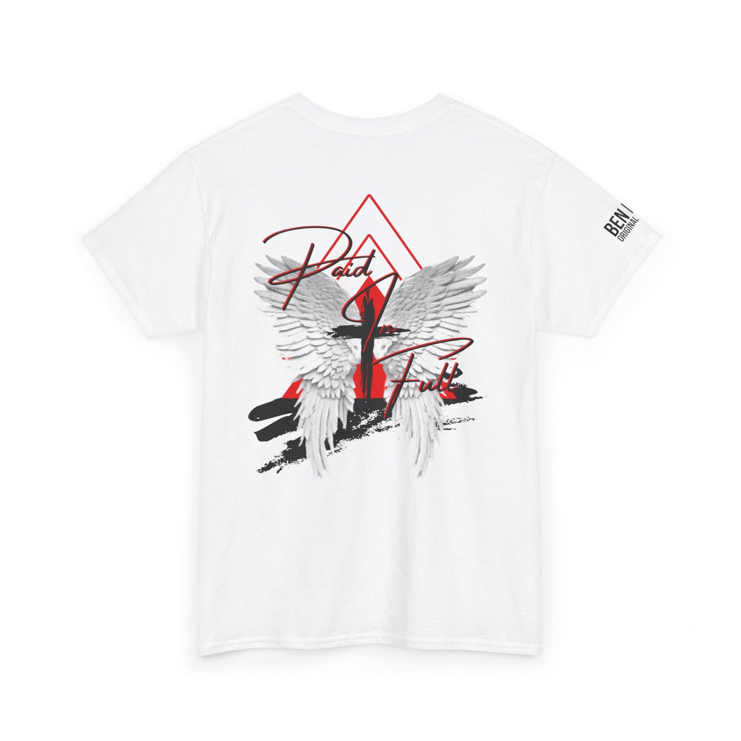 T-Shirt — 'Paid In Full' Cross & Wings Graphic Faith Tee