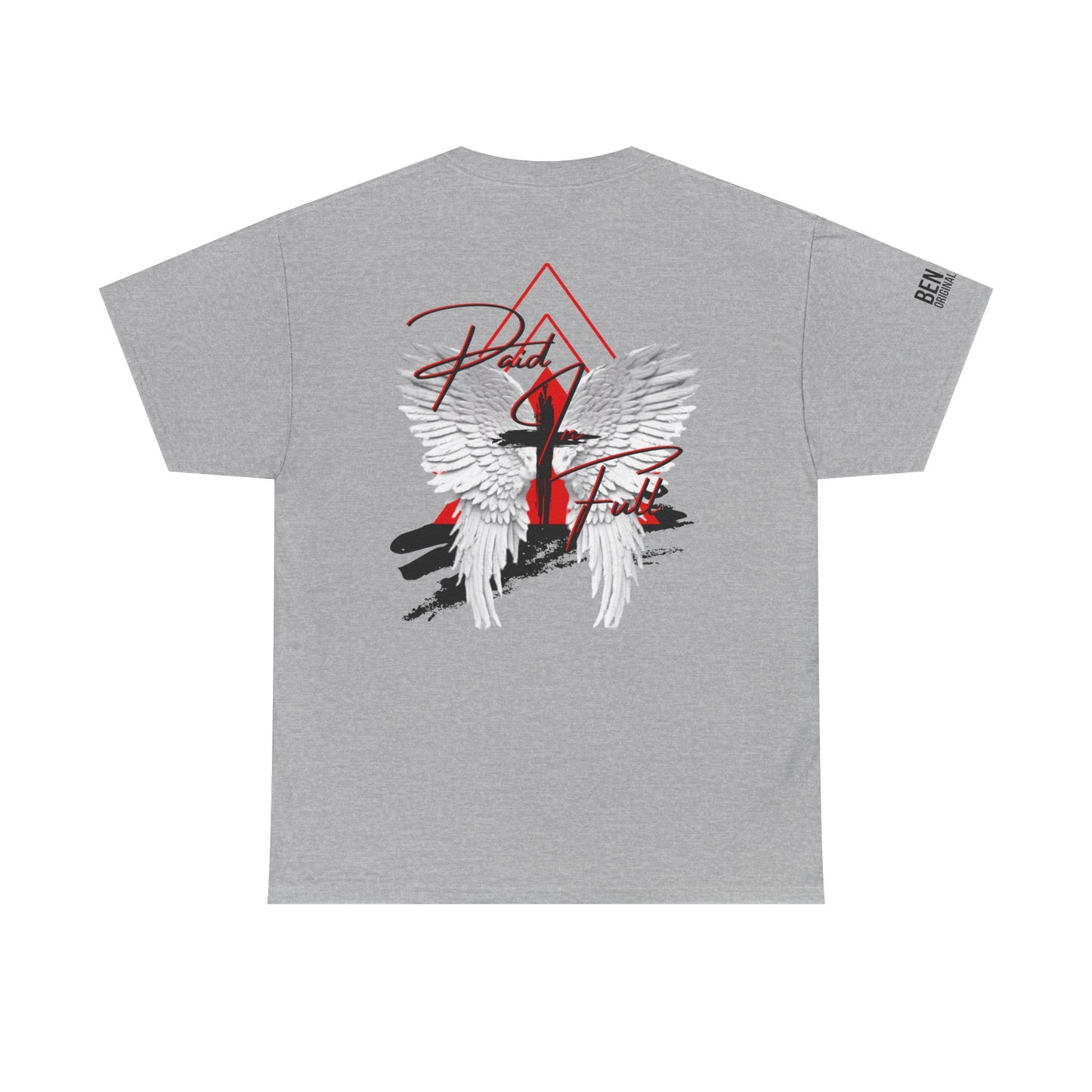 T-Shirt — 'Paid In Full' Cross & Wings Graphic Faith Tee